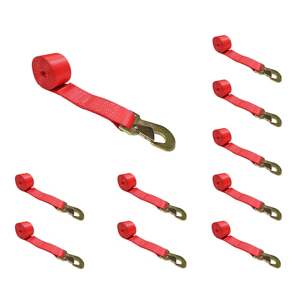 2" x 10' Lasso Strap w/ O Ring Auto Tie Down Wheel Lift Tow Truck Trailer, 10PK